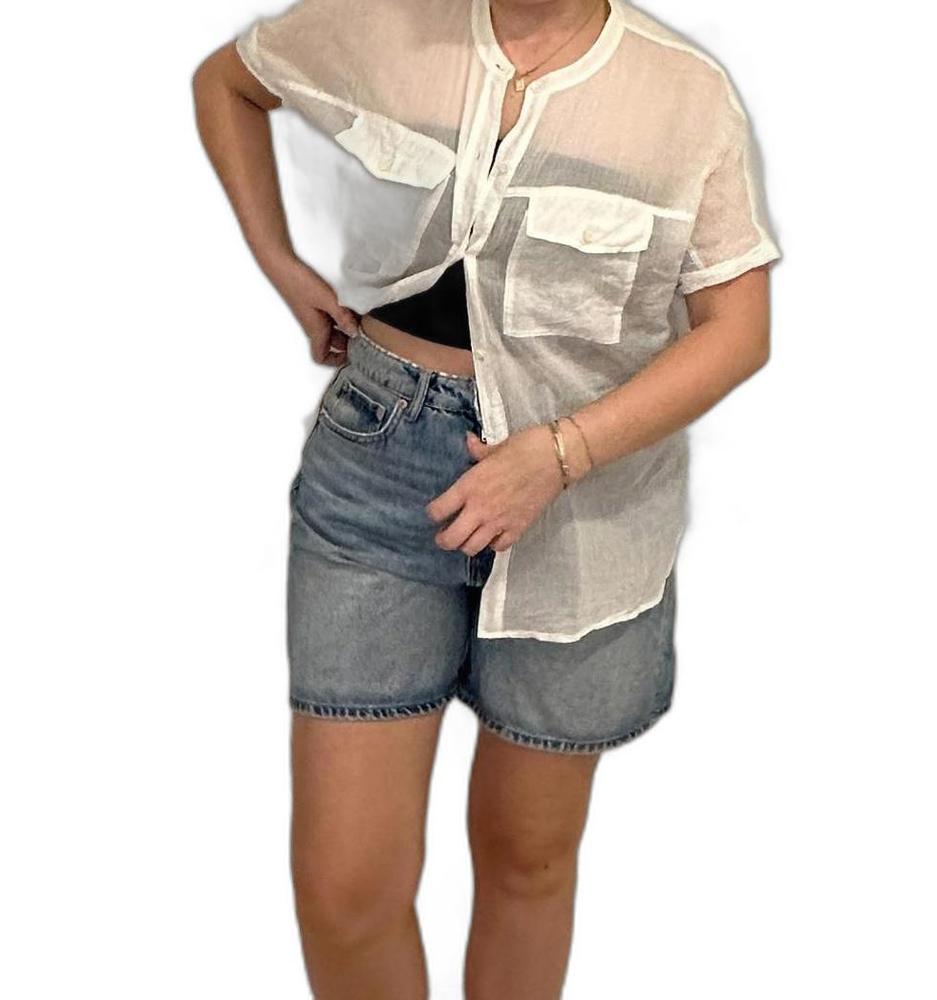 NWOT THEORY COTTON BUTTON-FRONT TOP